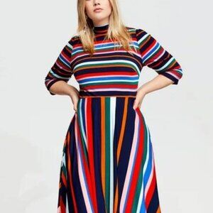 Eloquii Printed Fit and Flare Dress Plus Size